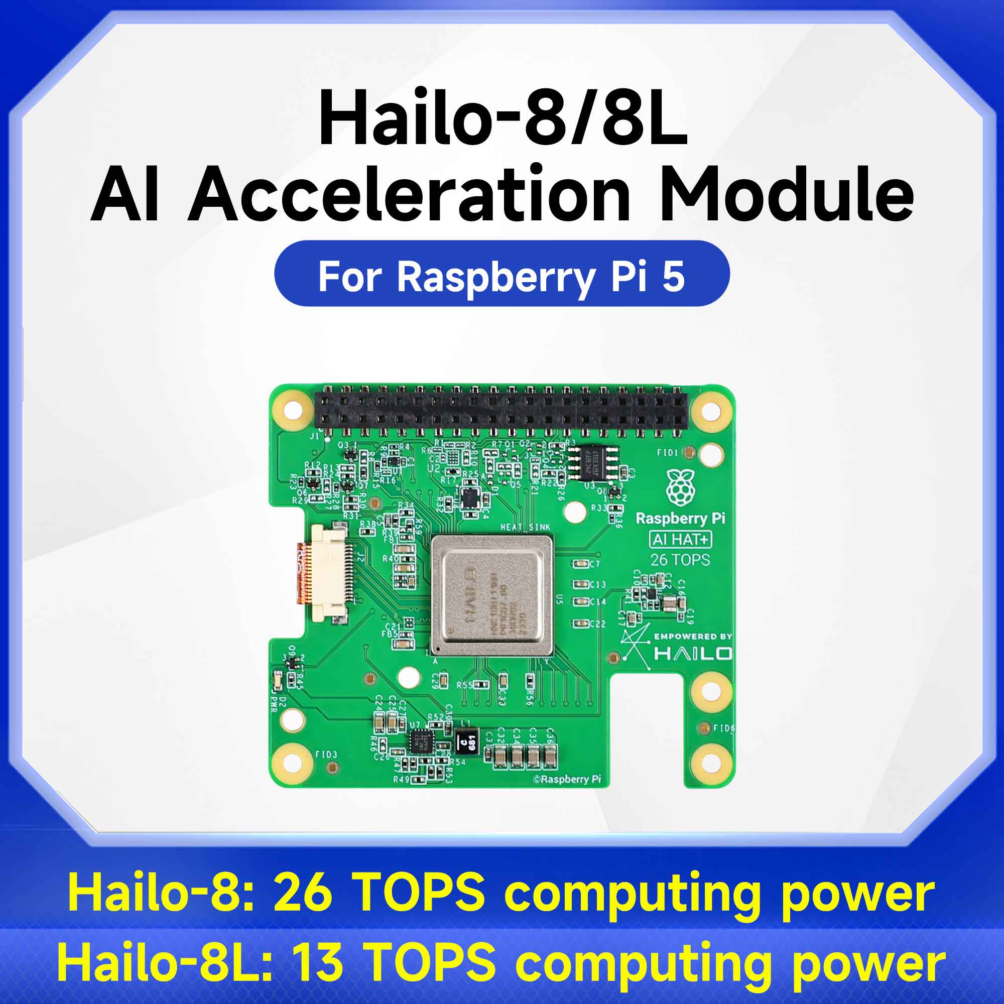 Raspberry Pi Ai Kit Hailo-8L - Modul Akselerasi AI Hailo 8/8l 13tops/26tops
