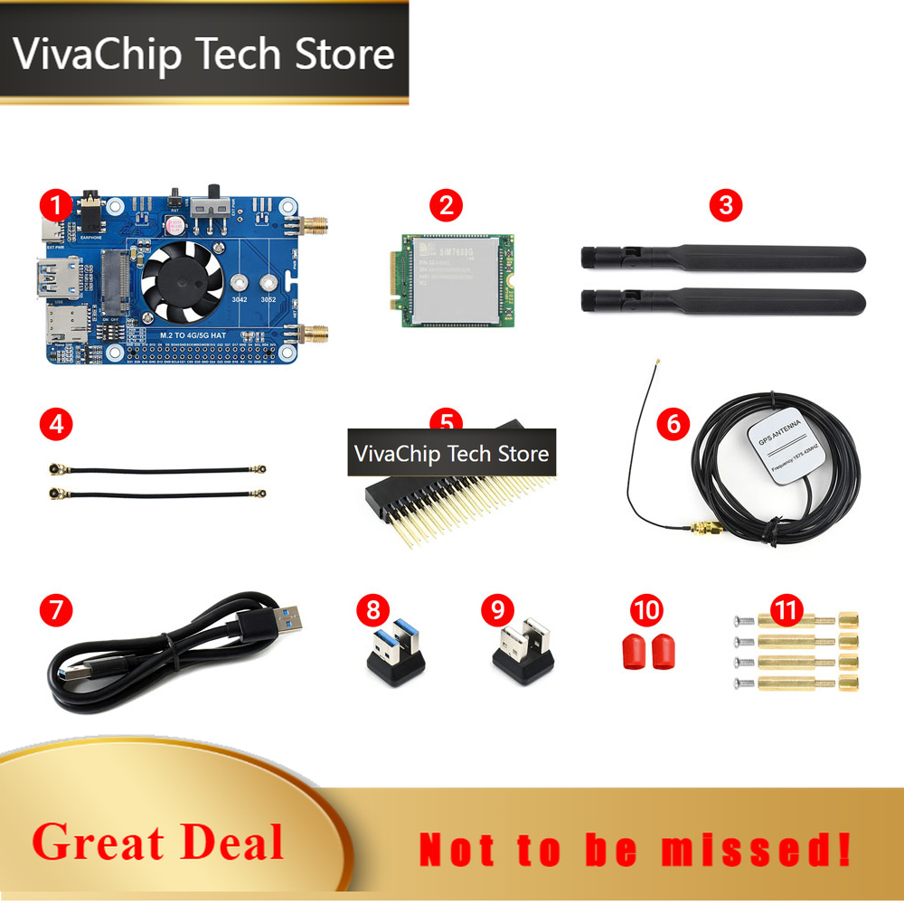 Raspberry Pi 4 8Gb Ram Kit - VivaChip Tech4G LTE GPS HAT Kipas