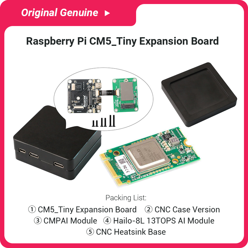 Kit Lengkap CM5 Tiny dengan Mo - Raspberry Pi Ai Kit Hailo-8L ulasan dan harga